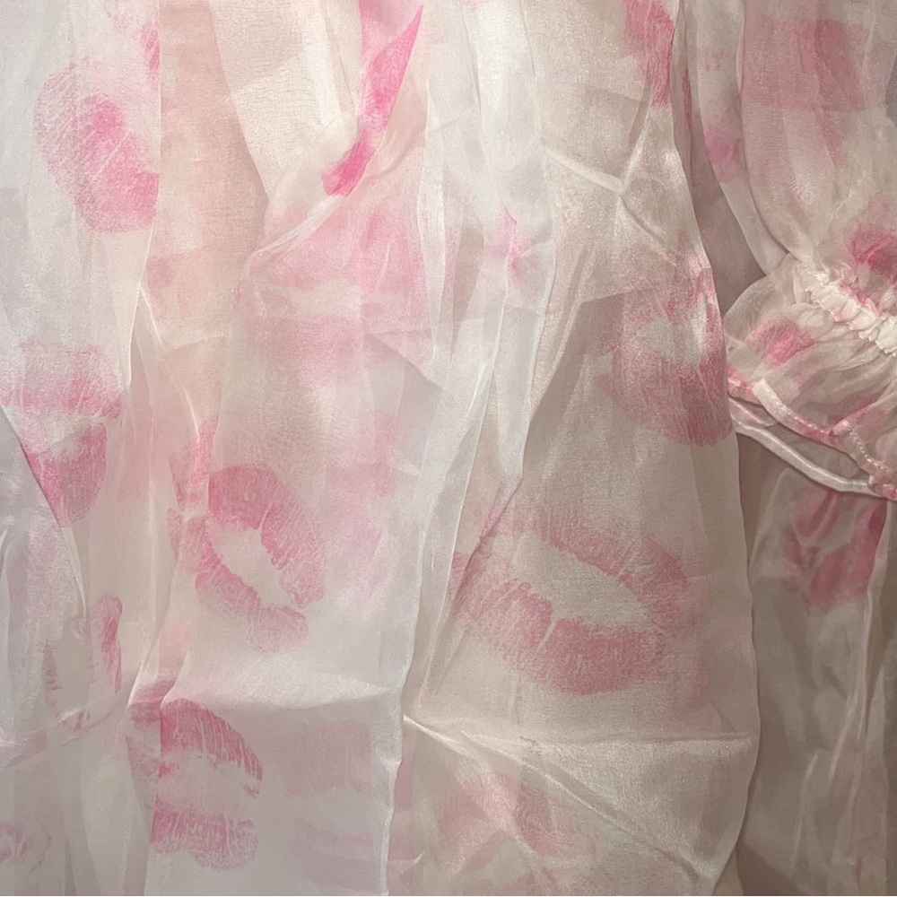 🚫SOLD🚫 NWT Selkie’The Kiss on the lips’ silk gauze puff mini dress sz L - Picture 11 of 16